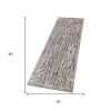 7' Gray And Black Abstract Runner Rug