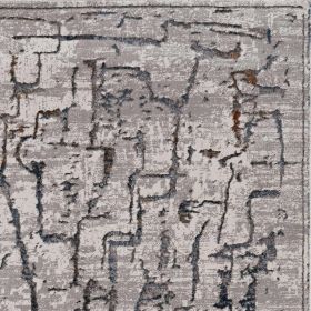 6' X 9' Gray And Black Abstract Distressed Area Rug