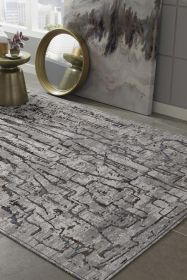 10' X 13' Gray And Black Abstract Area Rug