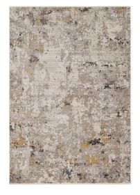4' X 6' Beige Tan And Gold Abstract Distressed Area Rug