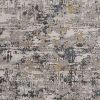 5' X 8' Gray Black And Gold Abstract Distressed Area Rug