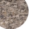 8' Gray Black And Gold Abstract Round Rug