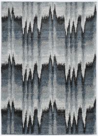 5' X 8' Ivory Blue And Gray Abstract Area Rug