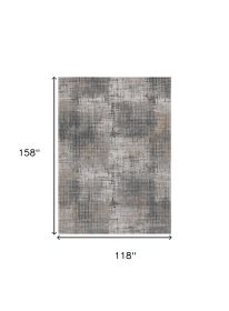 10' X 13' Ivory Navy and Gray Abstract Area Rug