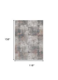 10' X 13' Ivory Gray and Gold Abstract Area Rug
