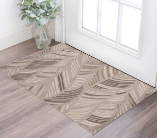3' X 5' Beige And Brown Tropical Botanical Area Rug