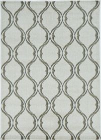 5' X 8' Sand And Green Ogee Area Rug