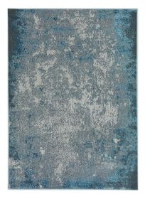 7' X 10' Blue And Silver Abstract Area Rug