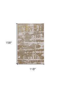 10' X 13' Ivory Taupe And Gold Abstract Area Rug