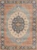 3' X 5' Blue Orange And Black Jute Medallion Hand Woven Area Rug