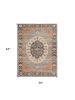 3' X 5' Blue Orange And Black Jute Medallion Hand Woven Area Rug