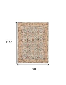 8' X 10' Blue And Beige Jute Floral Hand Woven Area Rug