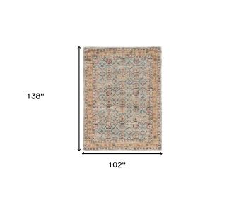 9' X 12' Blue And Beige Jute Floral Hand Woven Area Rug