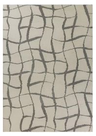 3' X 5' Ivory And Dark Gray Abstract Shag Area Rug