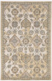 3' X 5' Ivory Beige And Gray Wool Floral Medallion Area Rug