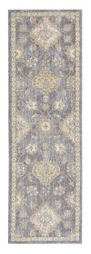 8' Sage Orange And White Wool Floral Distressed Runner Rug