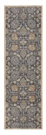 8' Taupe Orange And Gray Wool Floral Distressed Runner Rug