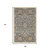 3' X 5' Taupe Orange And Gray Wool Floral Distressed Area Rug