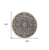 9' Taupe Orange And Gray Wool Floral Distressed Round Rug