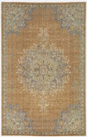 3' X 5' Brown And Gray Wool Medallion Area Rug