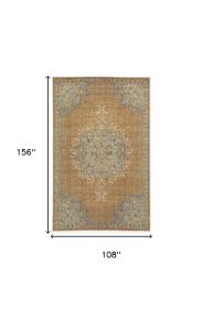9' X 13' Brown And Gray Wool Medallion Area Rug