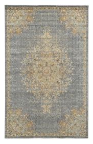 5' X 8' Slate Gray And Orange Wool Medallion Distressed Area Rug