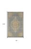 7' X 10' Slate Gray And Orange Wool Medallion Area Rug