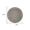 9' Slate Gray And Orange Wool Medallion Distressed Round Rug