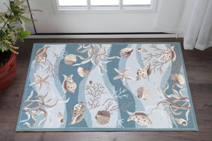 3' X 5' Beige Ivory And Brown Seashell and Coral Hand Tufted Area Rug