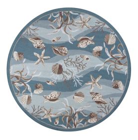 8' Beige Ivory And Brown Seashell and Coral Hand Tufted Round Rug