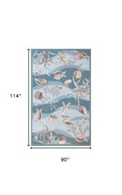 8' X 10' Beige Ivory And Brown Seashell and Coral Hand Tufted Area Rug