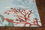 5' X 8' Blue Red And Pink Fish and Coral Hand Tufted Area Rug