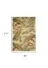 8' X 10' Brown Green And Red Wool Tropical Botanical Hand Tufted Area Rug
