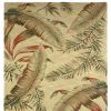 8' X 10' Brown Green And Red Wool Tropical Botanical Hand Tufted Area Rug