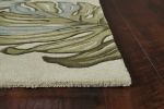 5' X 8' Brown Blue And Green Wool Tropical Botanical Hand Tufted Area Rug