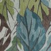5' X 8' Ivory Blue And Green Botanical Leaves Area Rug