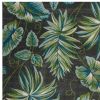 8' X 11' Gray Teal And Green Botanical Leaves Area Rug