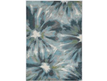 10' X 13' Teal Ivory And Gray Floral Area Rug