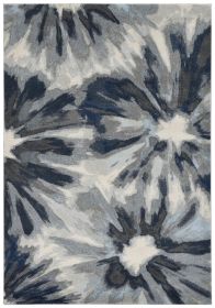 8' X 11' Ivory And Blue Floral Area Rug