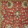 5' X 8' Rust Beige And Gray Wool Floral Medallion Hand Tufted Area Rug