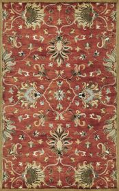 9' X 13' Rust Beige And Gray Wool Floral Medallion Hand Tufted Area Rug