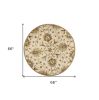 5' Champagne Red And Brown Wool Floral Medallion Hand Tufted Round Rug