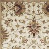 5' X 8' Champagne Red And Brown New Zealand Lambs Wool Floral Medallion Hand Tufted Area Rug