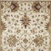 8' X 11' Champagne Red And Brown Wool Floral Medallion Hand Tufted Area Rug