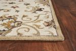9' X 13' Champagne Red And Brown Wool Floral Medallion Hand Tufted Area Rug