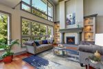3' X 5' Blue Ivory And Gray Abstract Area Rug