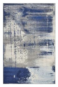 8' X 10' Blue Ivory And Gray Abstract Shag Area Rug