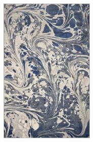 7' X 9' Blue Gray And Ivory Abstract Area Rug