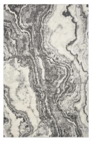 7' X 9' Gray And Ivory Abstract Area Rug