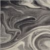 7' X 9' Ivory Black And Gray Abstract Shag Area Rug